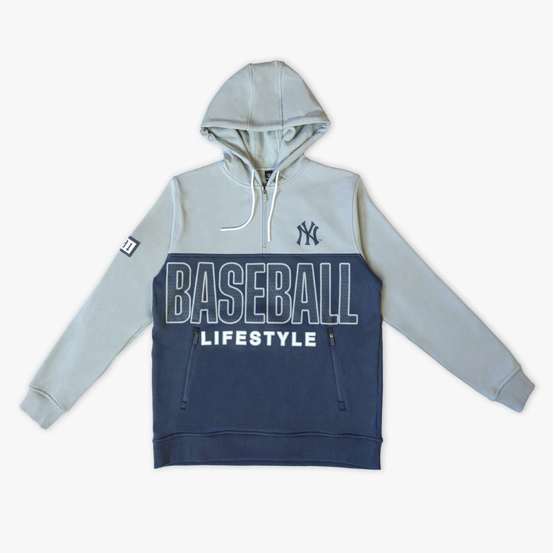 Navy New York Yankees Color Block quarter zip — front view