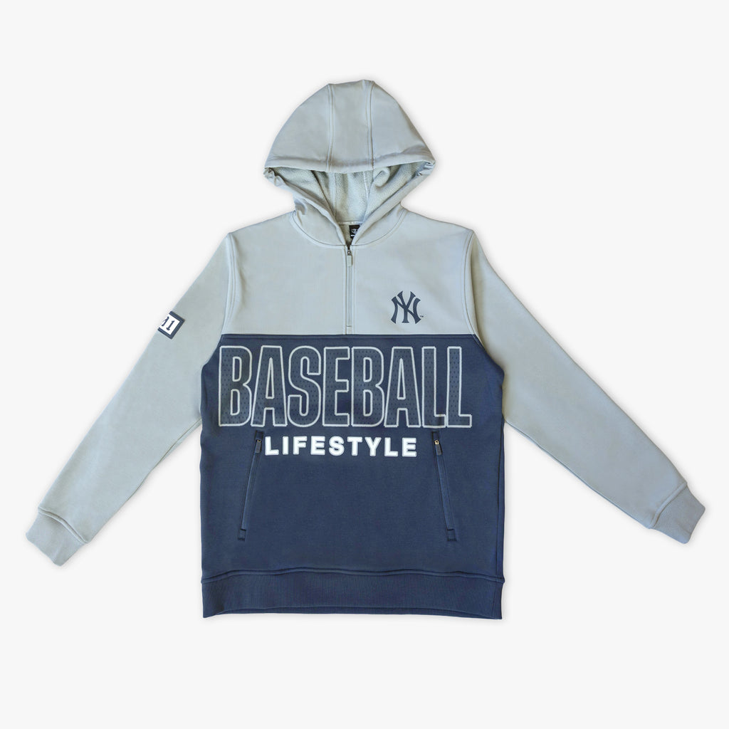 Navy New York Yankees Color Block youth quarter zip — front view