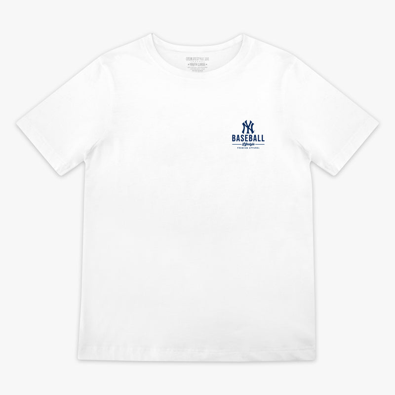 White youth graphic tee with "New York Yankees Ice Cream" design - front view