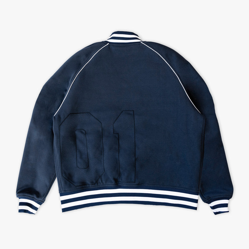 Navy New York Yankees Stadium bomber jacket — back view