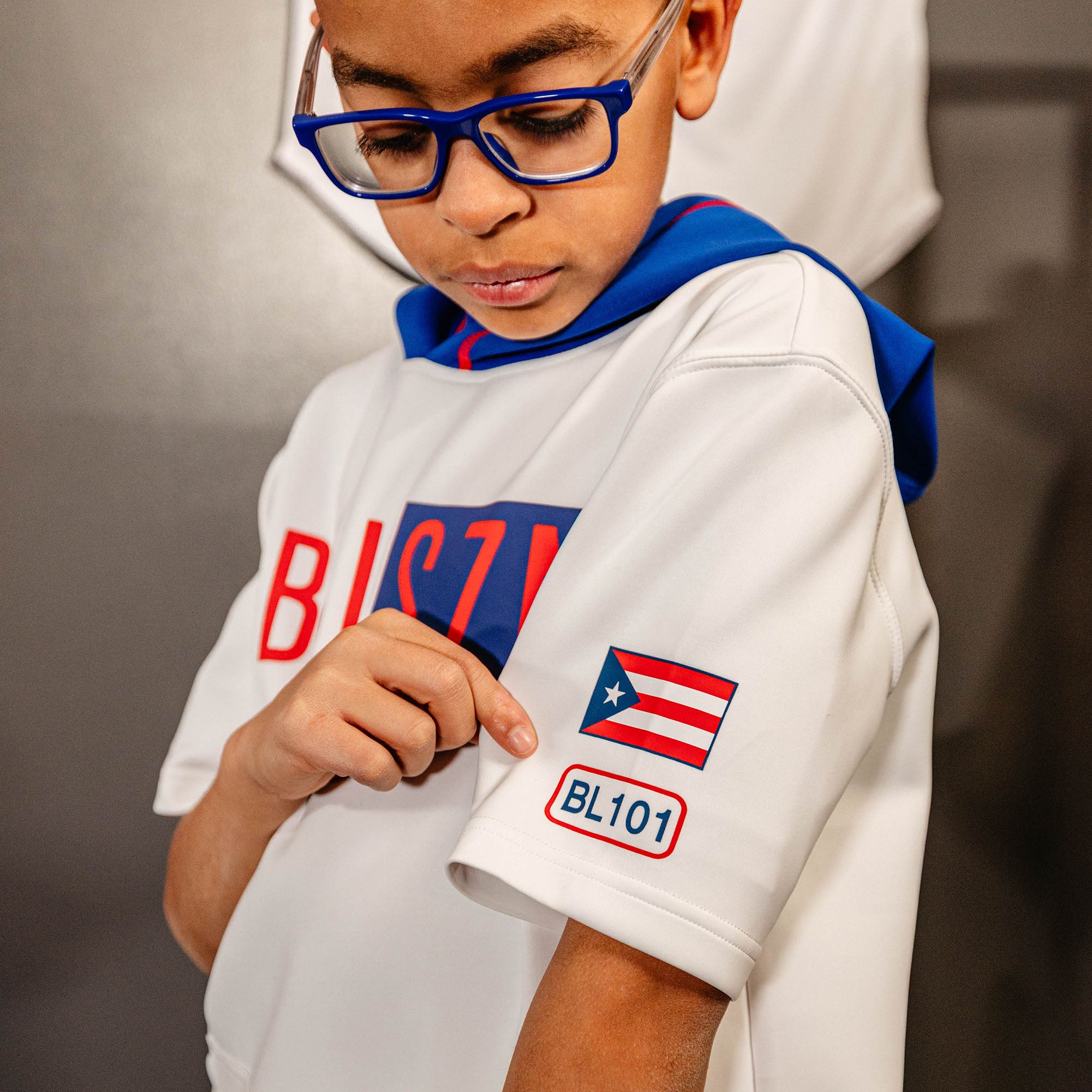 BSBL-SZN Youth Short Sleeve Hoodie V3 - Puerto Rico