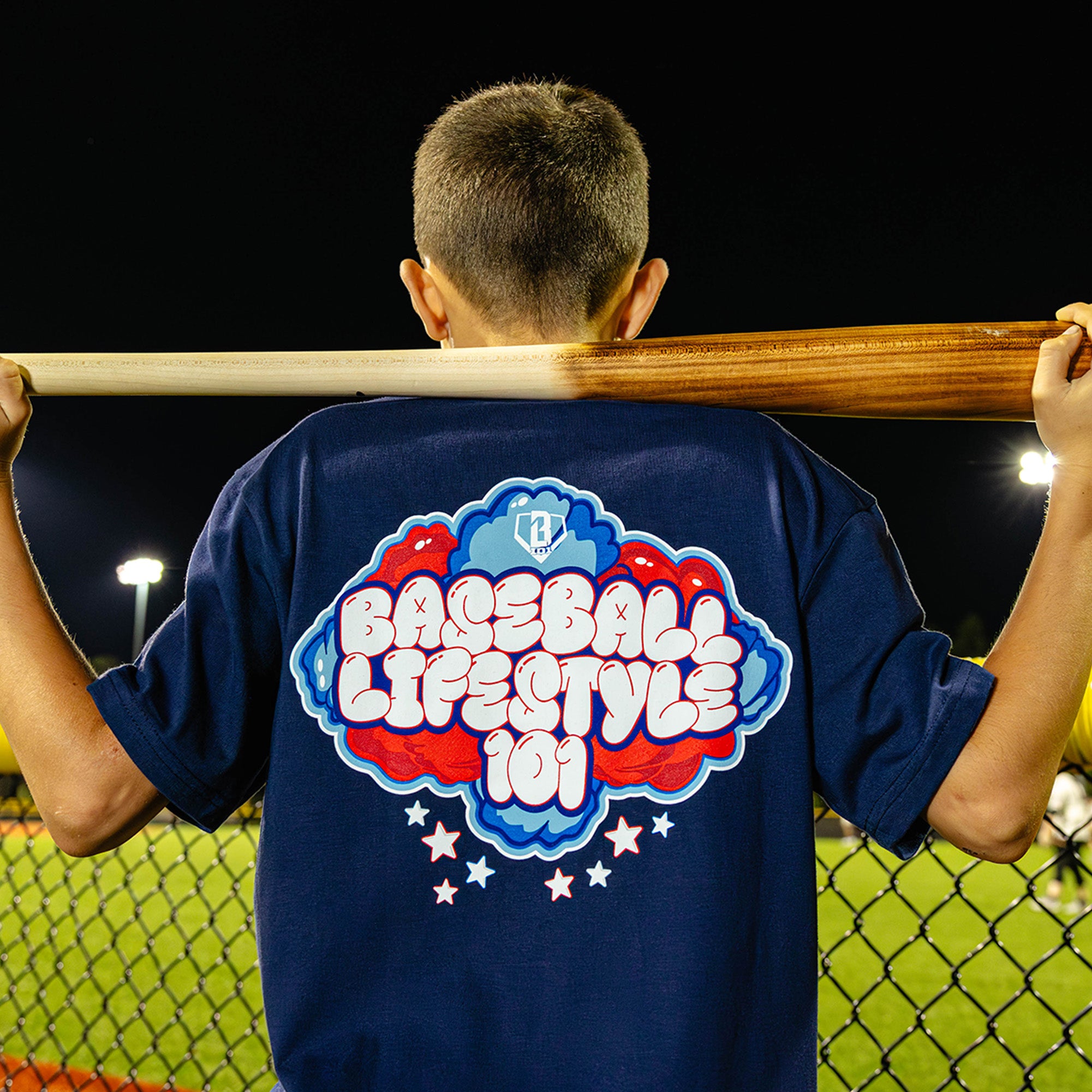 Baseball Lifestyle 101 4th of July navy cotton candy tee, red, white, and blue
