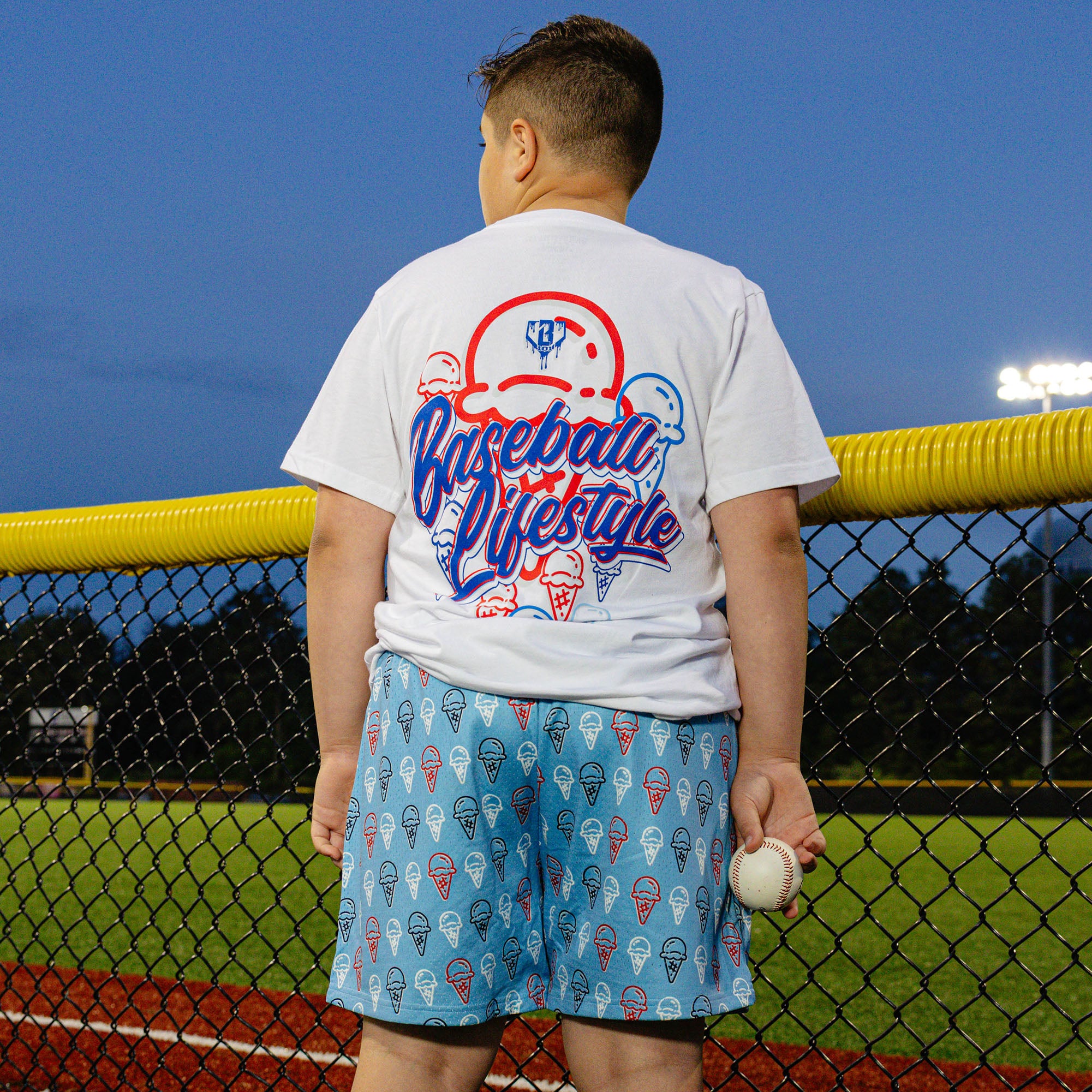 Scoops Ice Cream Youth Shorts - Light Blue - Baseball Lifestyle 101