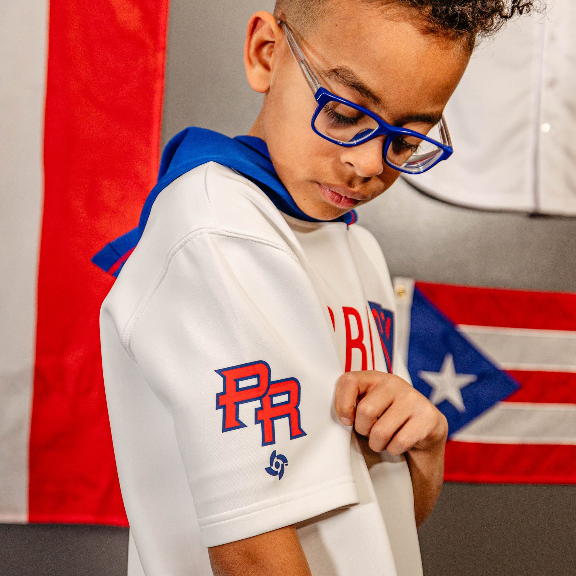 BSBL-SZN Youth Short Sleeve Hoodie V3 - Puerto Rico