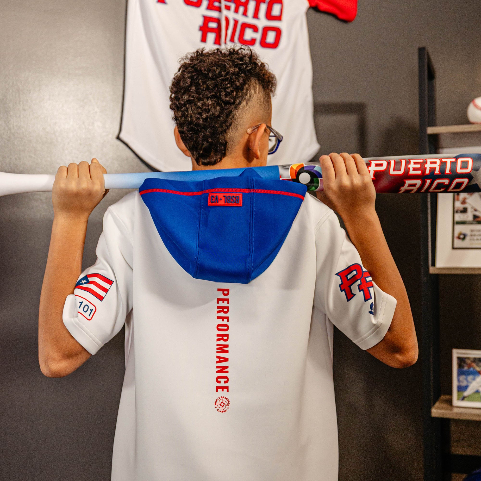 BSBL-SZN Youth Short Sleeve Hoodie V3 - Puerto Rico