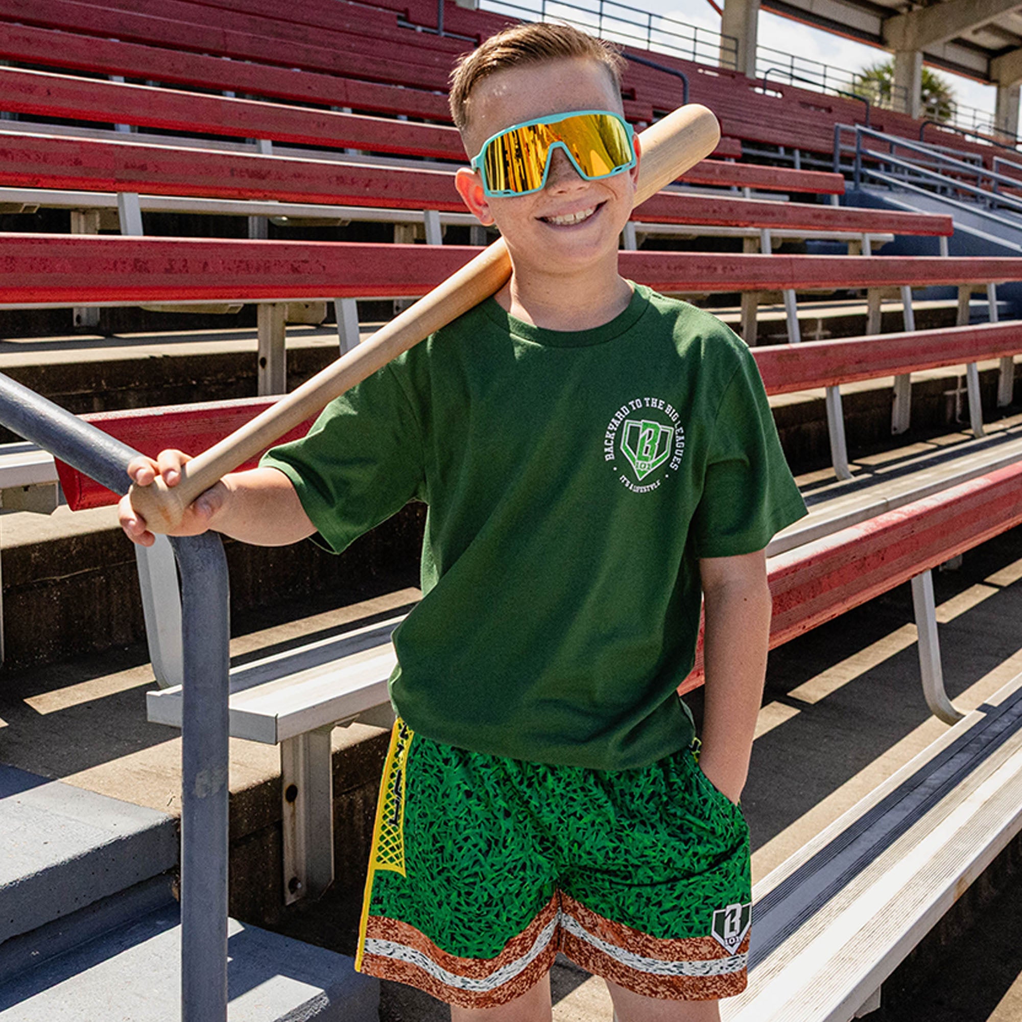 BUDO big mesh shorts☆ブラックグリーン☆XSサイズ Backyard To Big League Youth Shorts - Green - Baseball Lifestyle 101