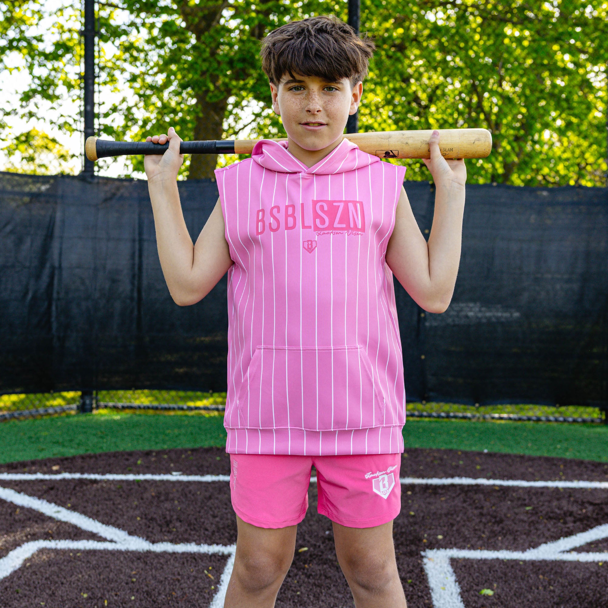 Pro Series Youth Shorts V2 With Liner - Pink Pinstripes - Baseball