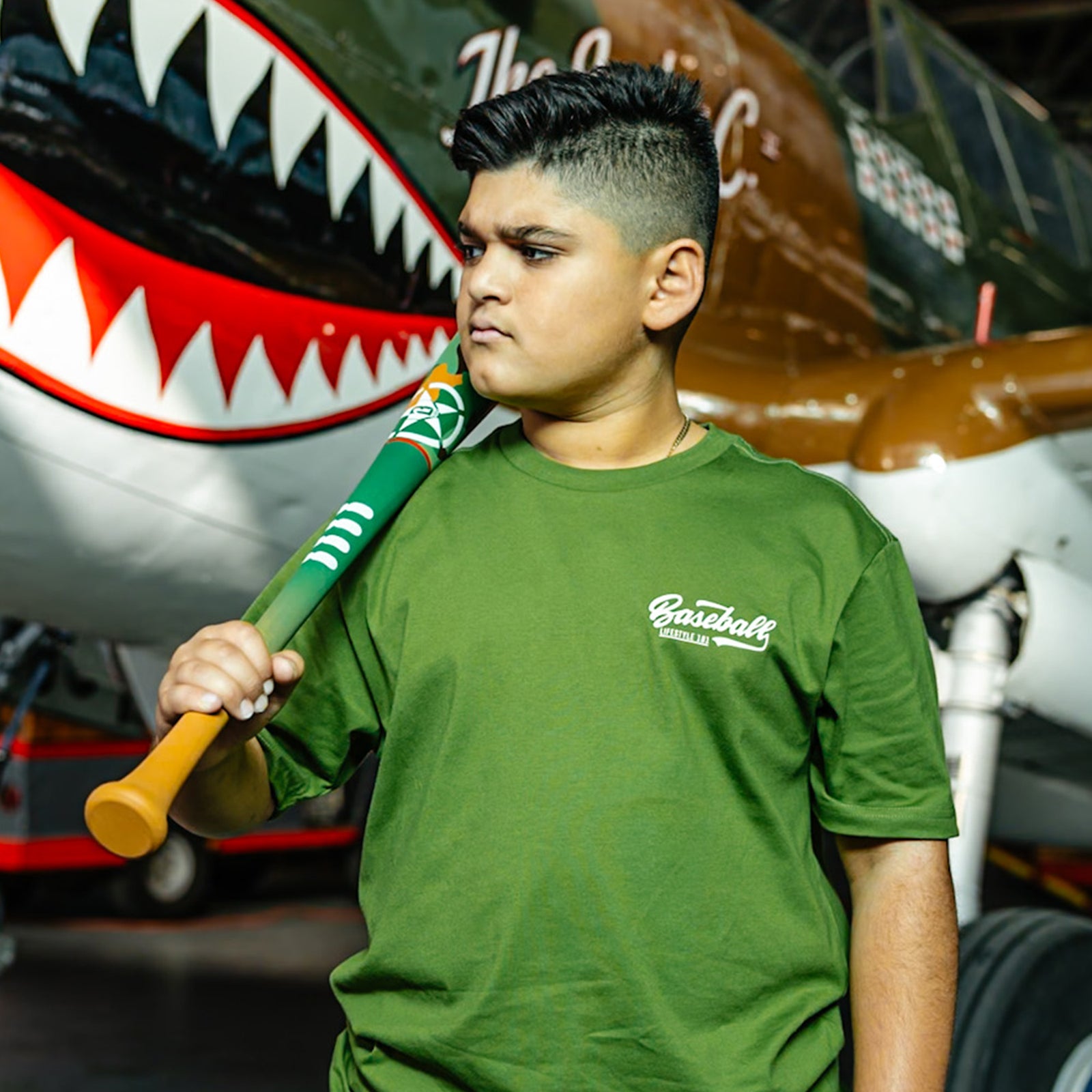 Established Youth Tee Green/Bone Baseball Lifestyle 101