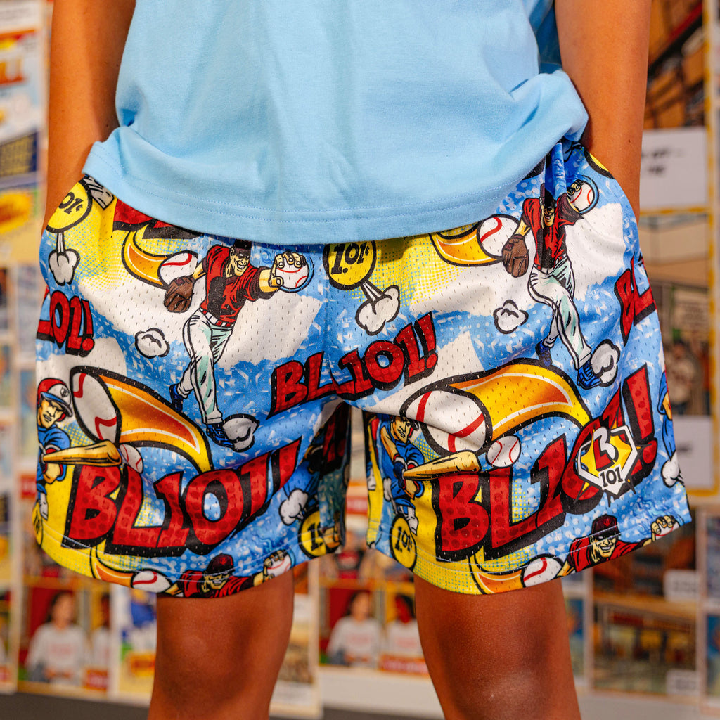 Youth model wearing Swing For The Fences youth shorts