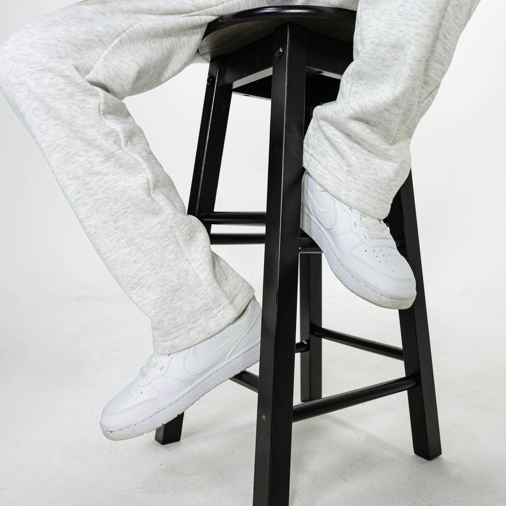 Youth model wearing Gray Baseline Straight Leg sweatpants