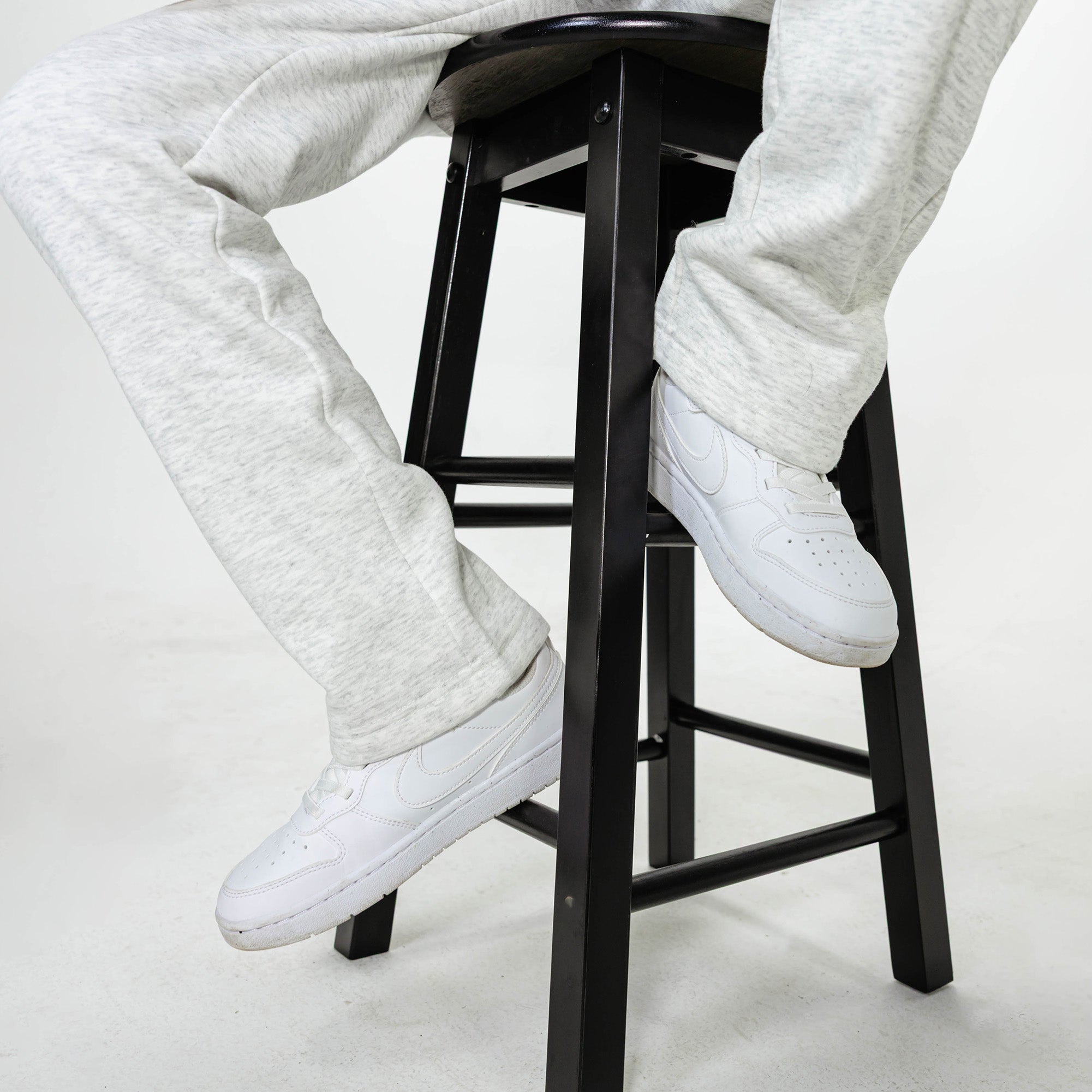Youth model wearing Gray Baseline Straight Leg sweatpants