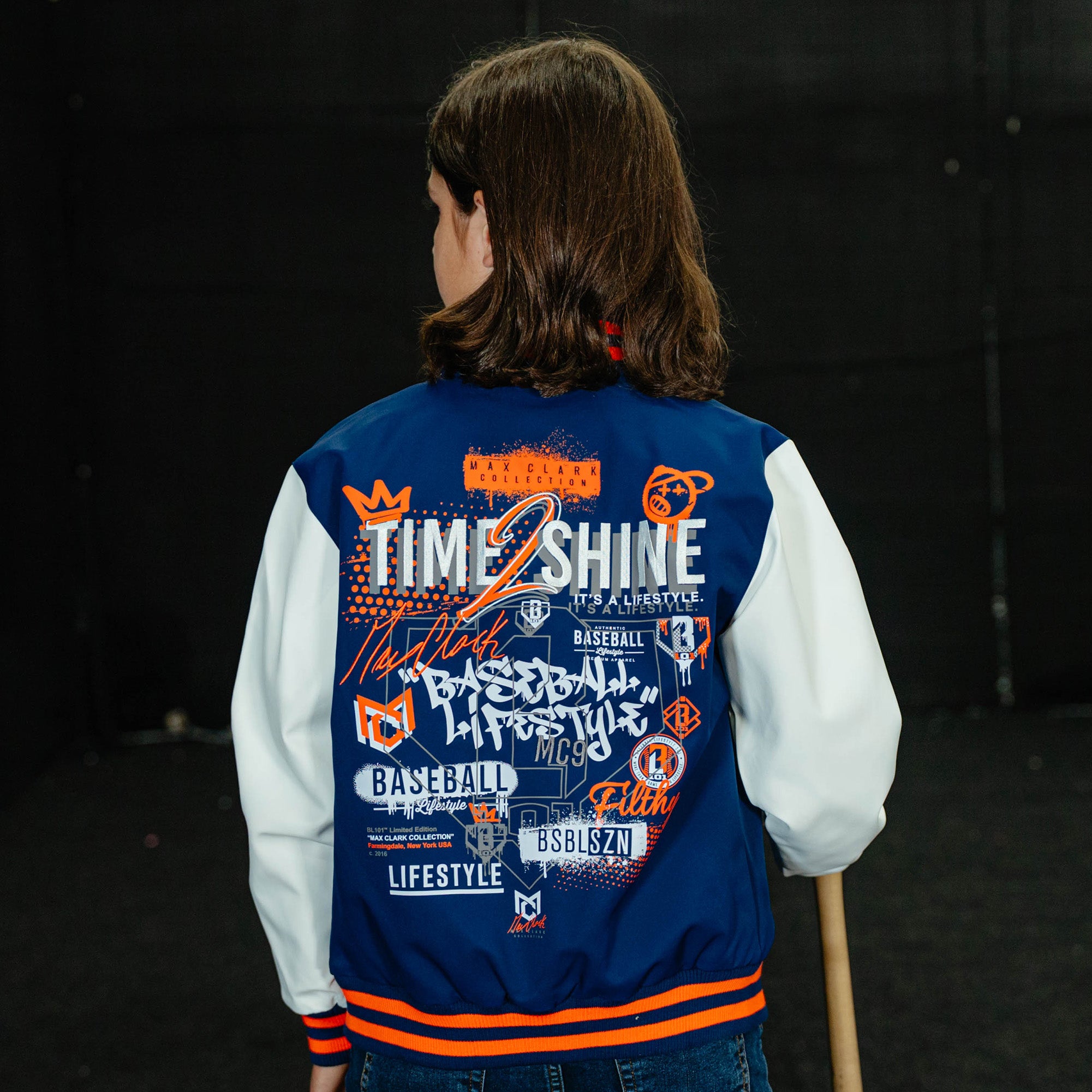 Max Clark Youth Bomber - Navy - Baseball Lifestyle 101