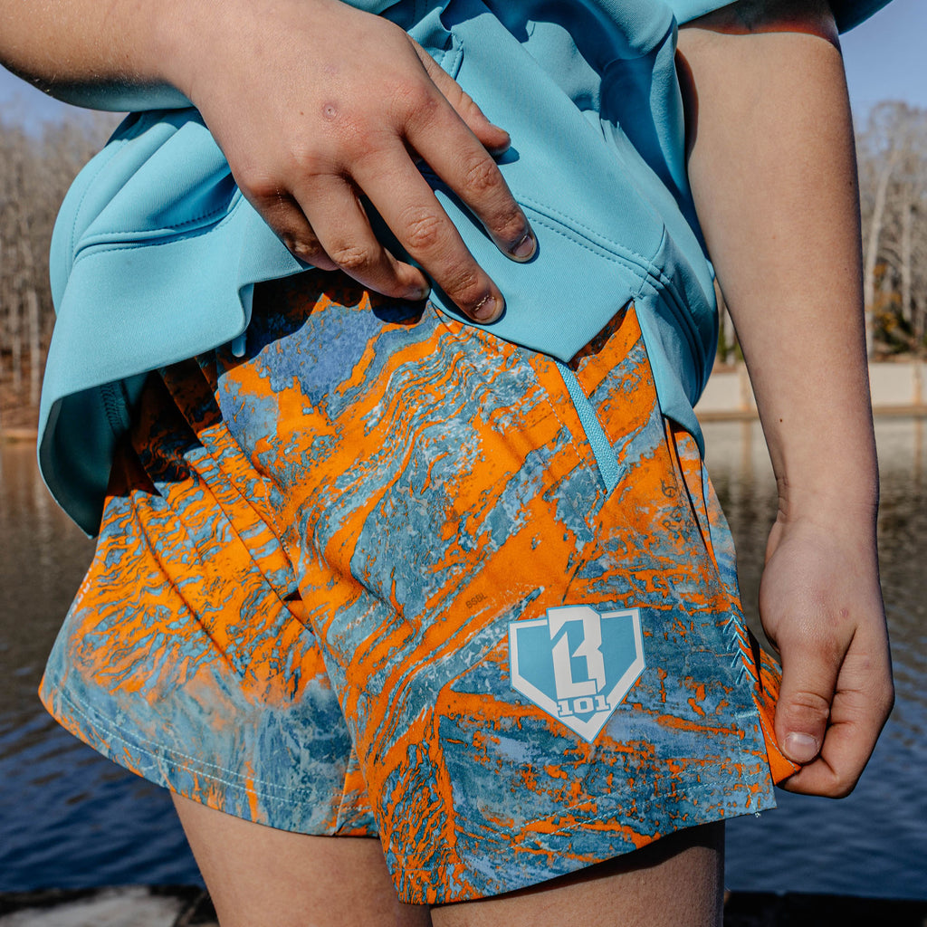 Realtree Pro Series Youth Shorts V2 with Liner - Aspect-Orange