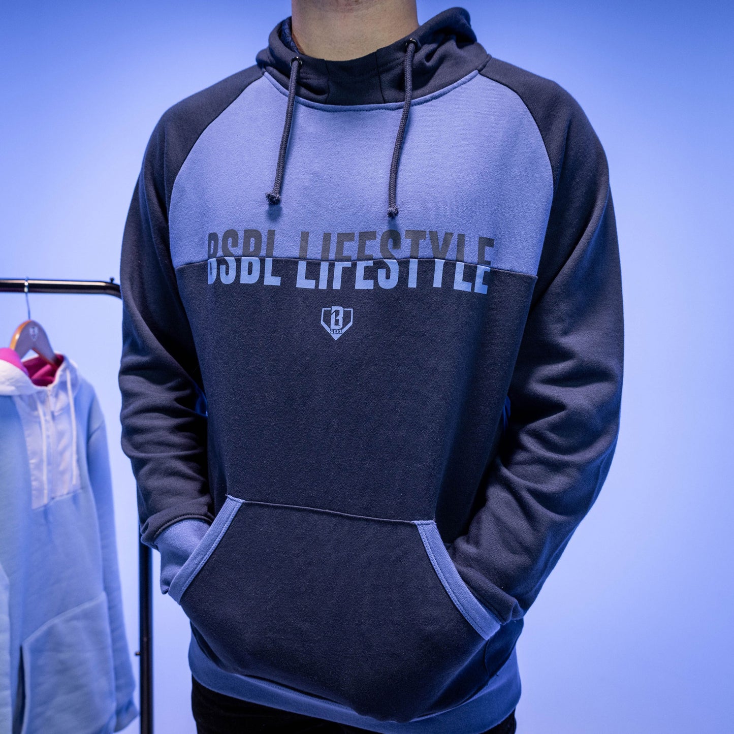 Double Play Youth Hoodie - Navy/Light Blue