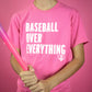 Baseball Over Everything Tee - Pink/White