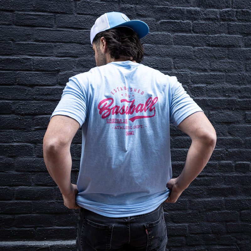 cotton candy t shirt, blue baseball tshirt