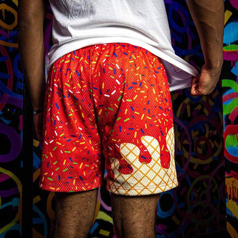 cherry frozen rope, baseball shorts
