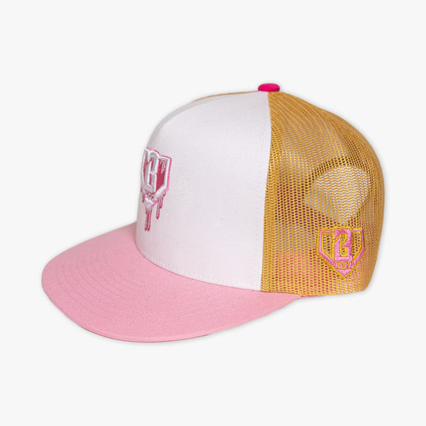 Drip Mesh Off Field Snapback - White/Pink - Baseball Lifestyle 101