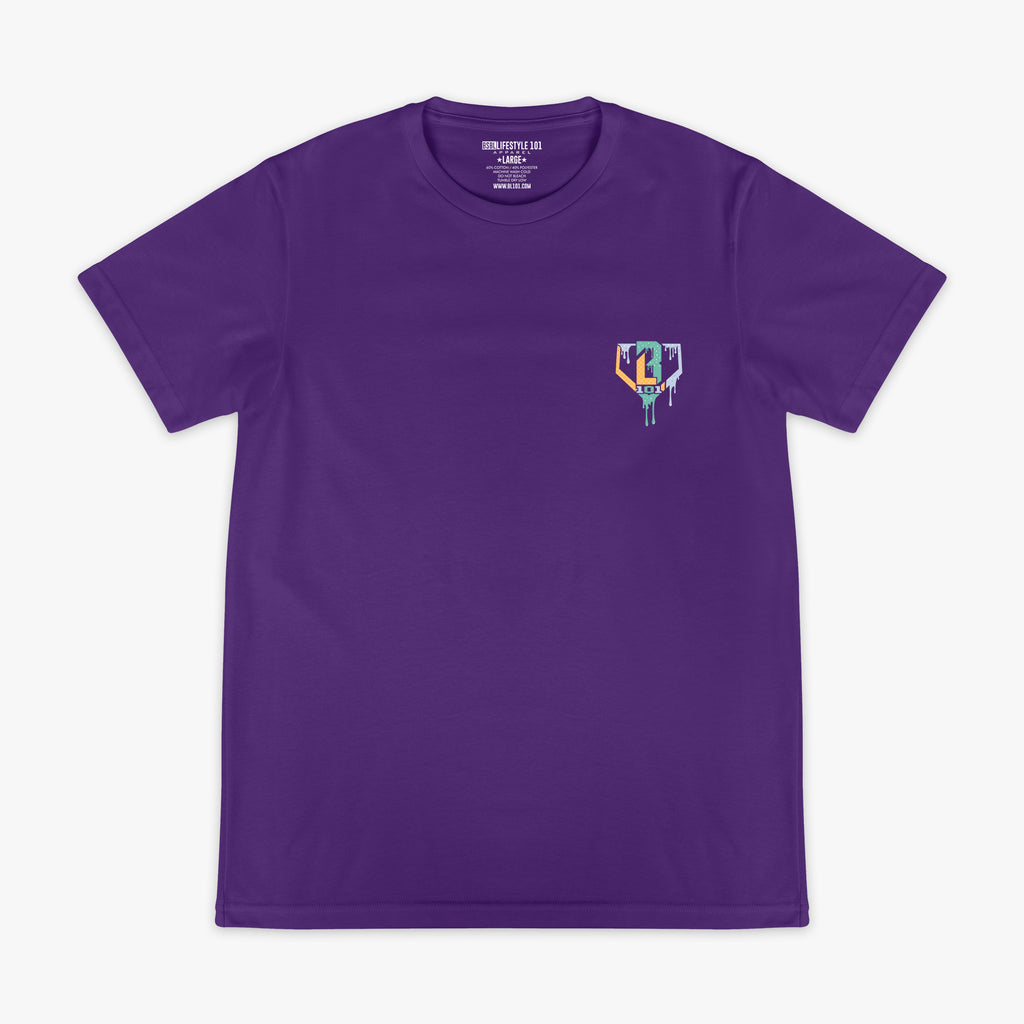 Adult model wearing ice Cream Galaxy Grape graphic tee