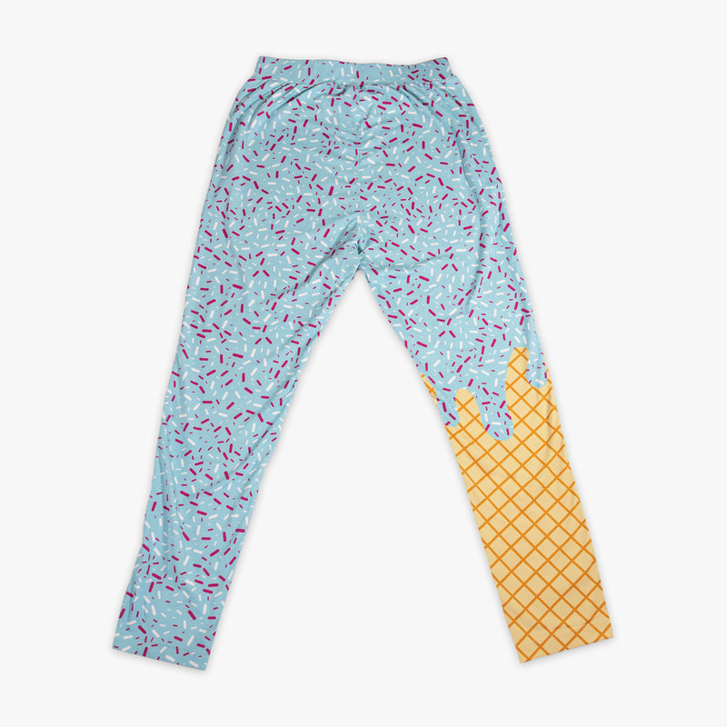 Youth model wearing ice Cream Pajama Pants Cotton Candy Blue youth pants