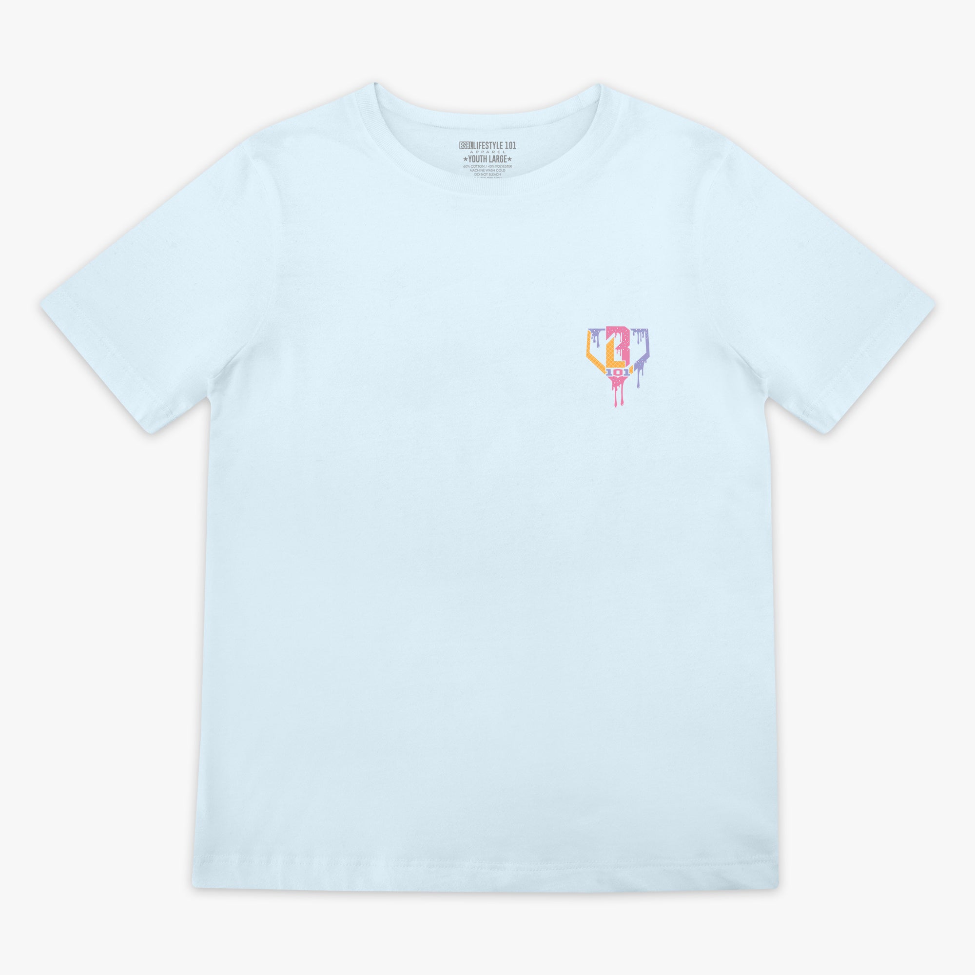 Youth model wearing blue Ice Cream Frosted youth graphic tee