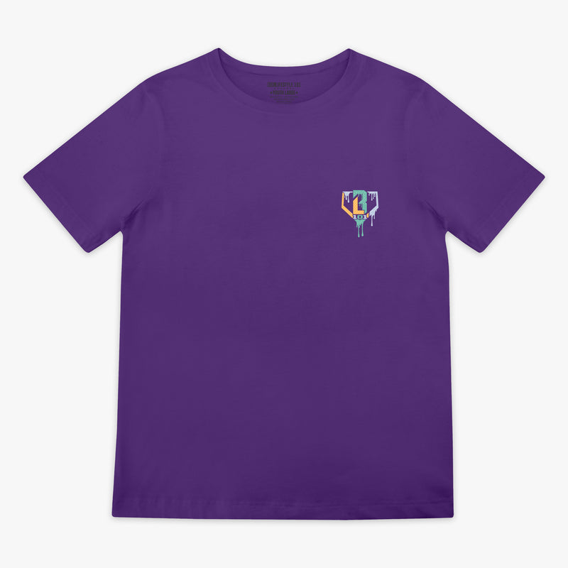 Youth model wearing ice Cream Galaxy Grape youth graphic tee