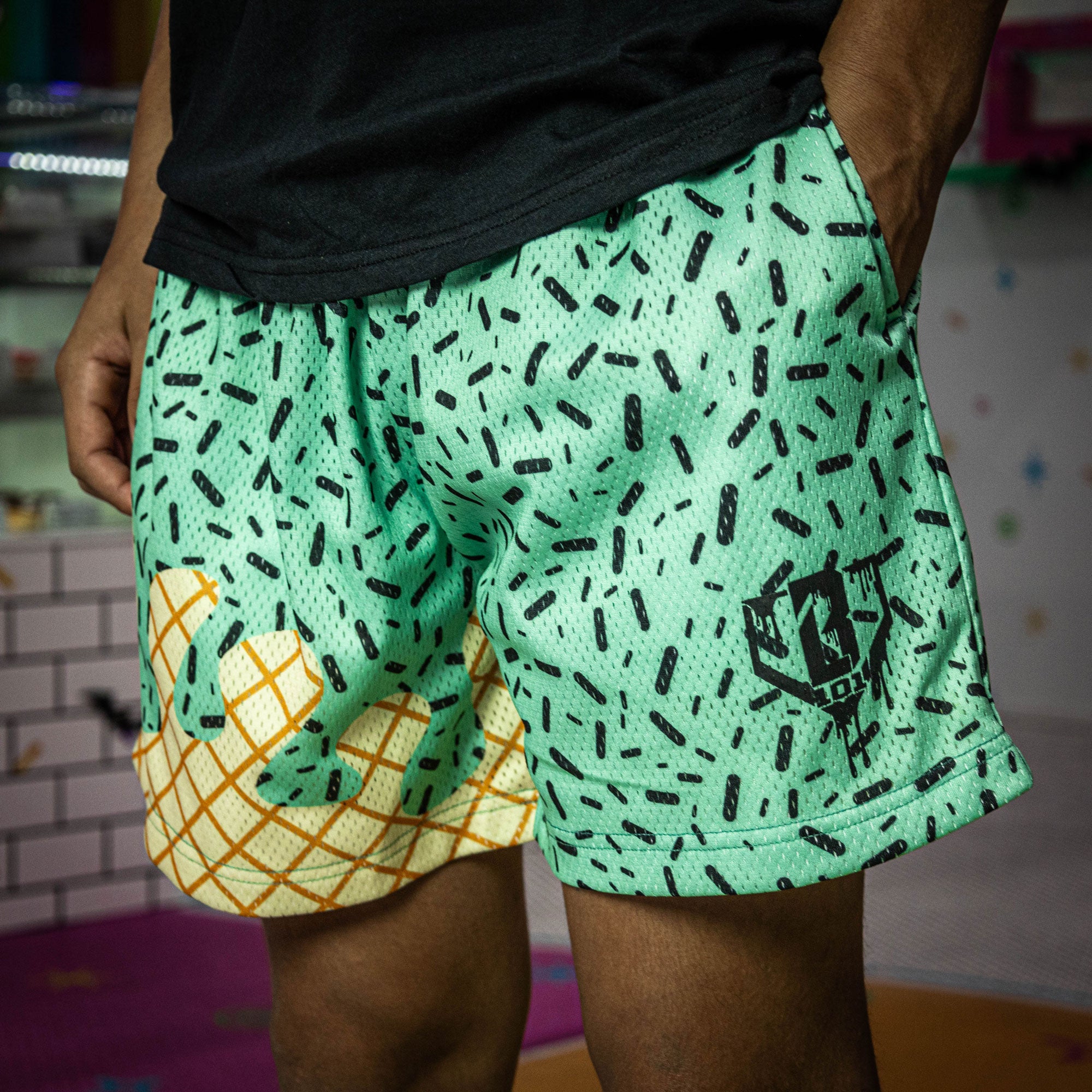 Mint baseball shorts, baseball drip shorts