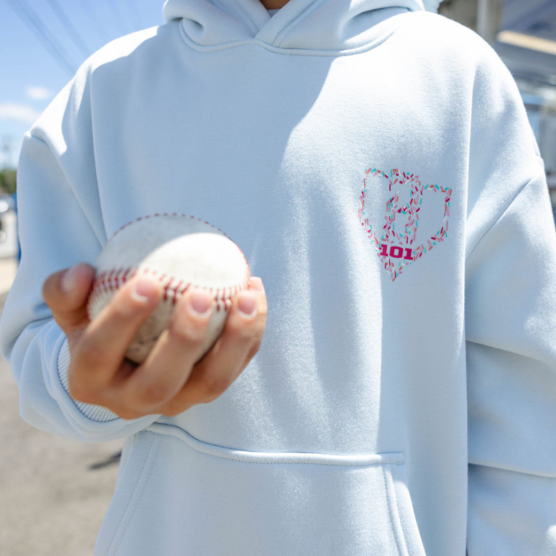 Youth model wearing youth hoodie with "Safe N Sweet" design