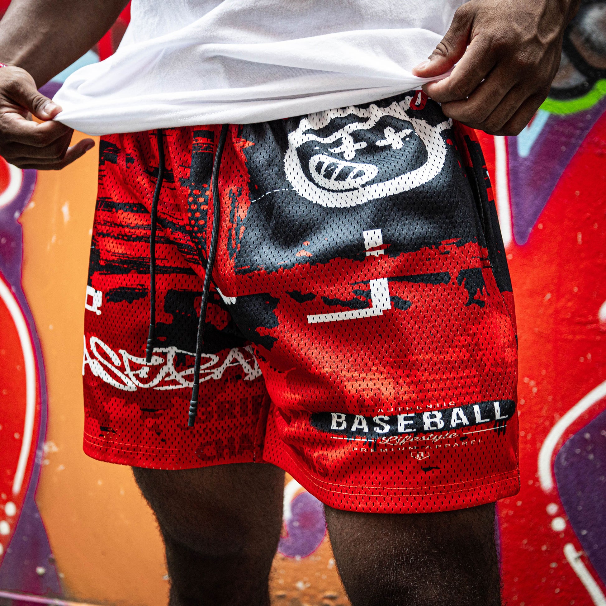 baseball shorts, graffiti baseball shorts