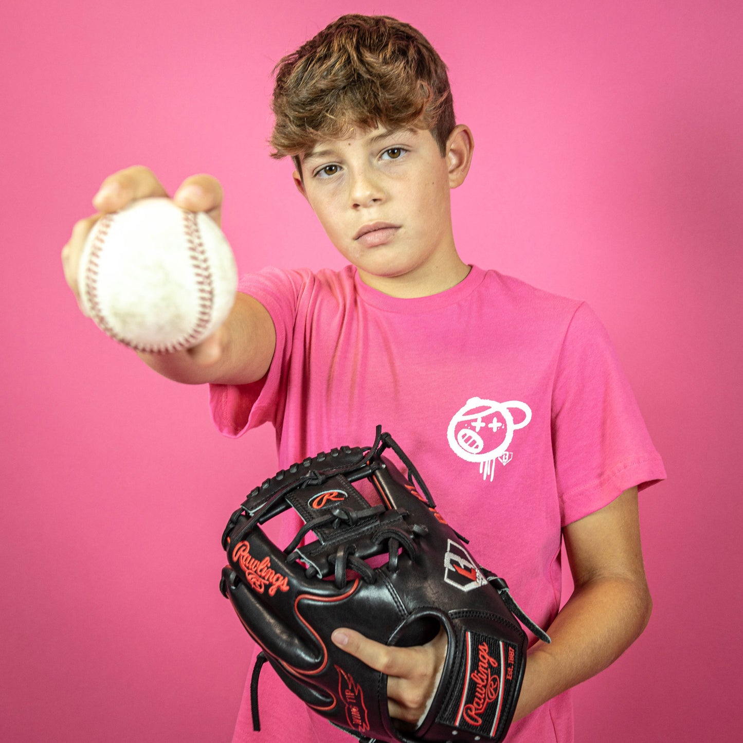 pink baseball tshirt, pink tshirt