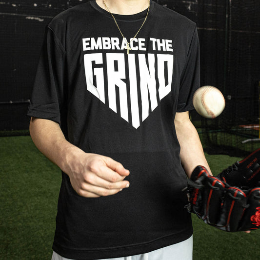 embrace the grind shirt, black baseball tshirt