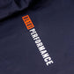 Close up of BL101 Performance on back of navy youth short sleeve hoodie