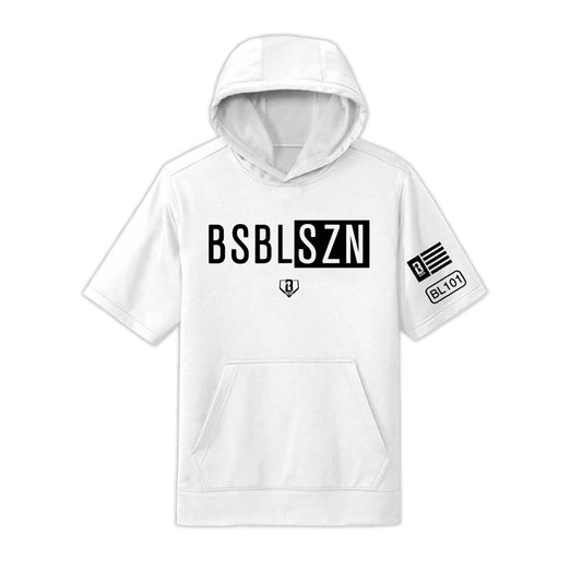 BSBL-SZN Youth Short Sleeve Hoodie V2 White/Black