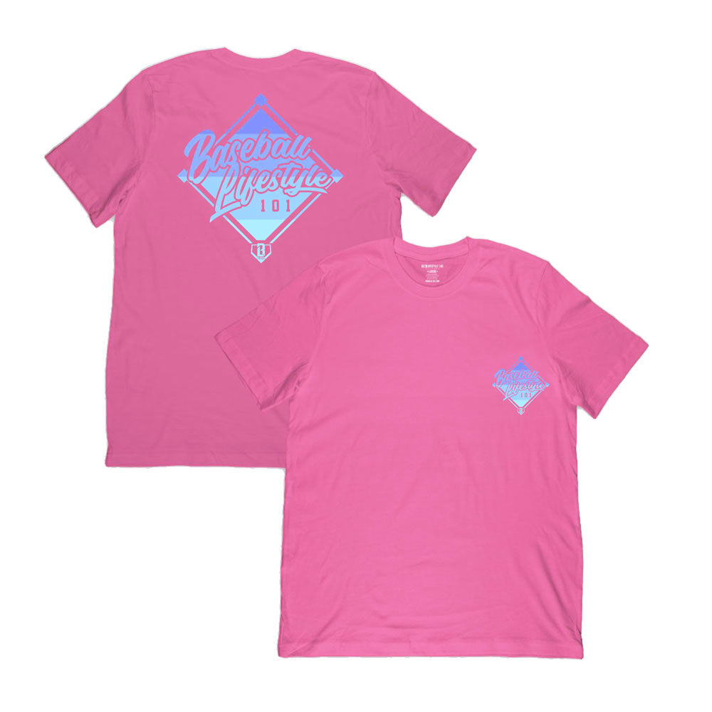 pink baseball tshirt, pink tee, baseball lifestyle tshirt