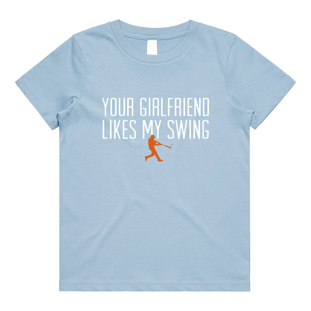 Your Girlfriend Likes My Swing- Youth Tee - Blue