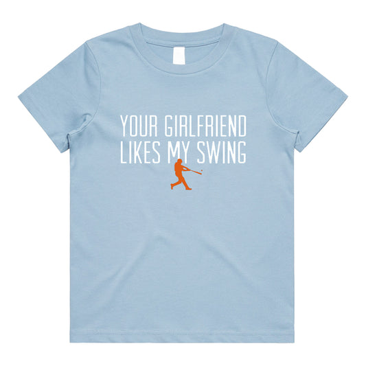 Your Girlfriend Likes My Swing- Youth Tee - Blue