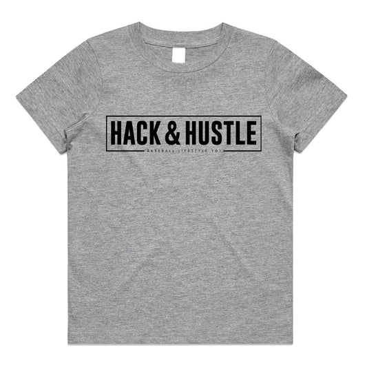 hack & hustle, gray baseball tshirt, gray baseball tee