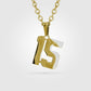 Gold stainless jersey number pendant and chain #15