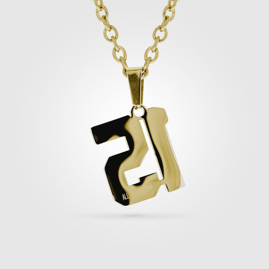 Gold Stainless Steel Jersey Number Pendant with Chain