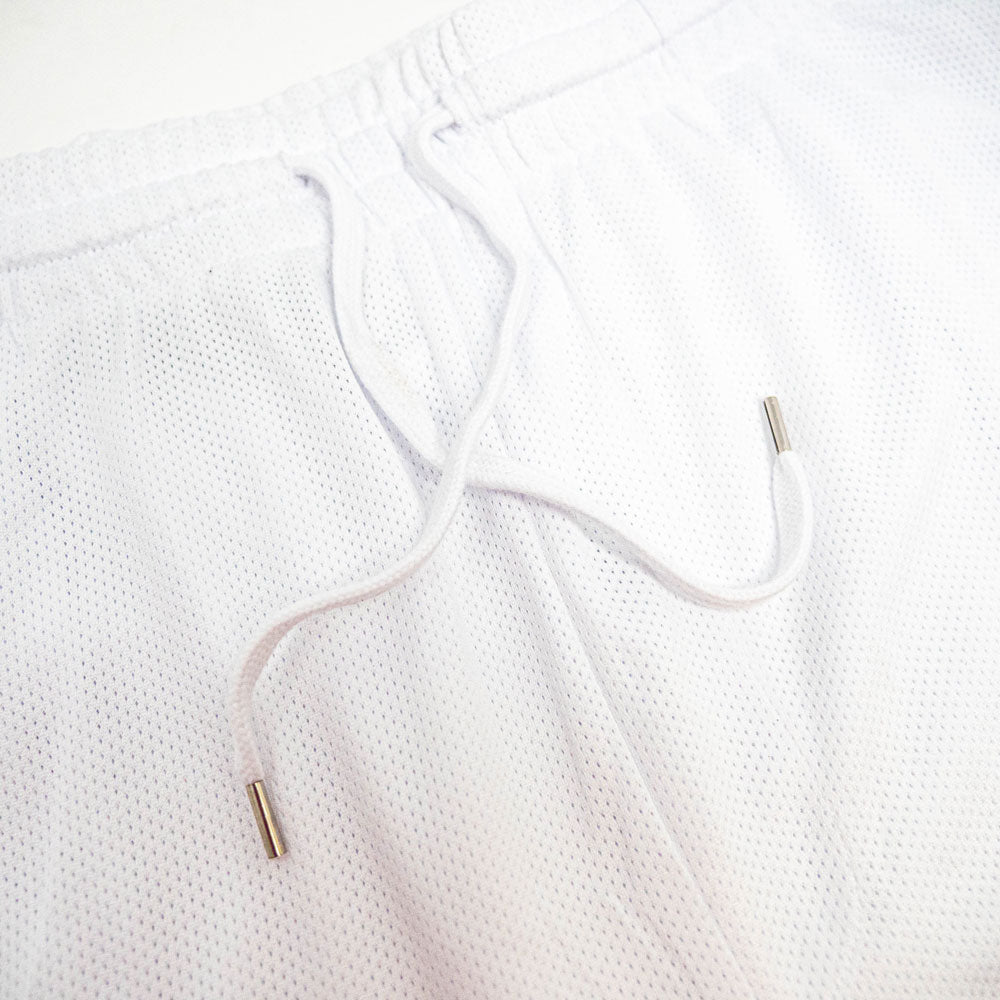 white shorts, baseball seams shorts