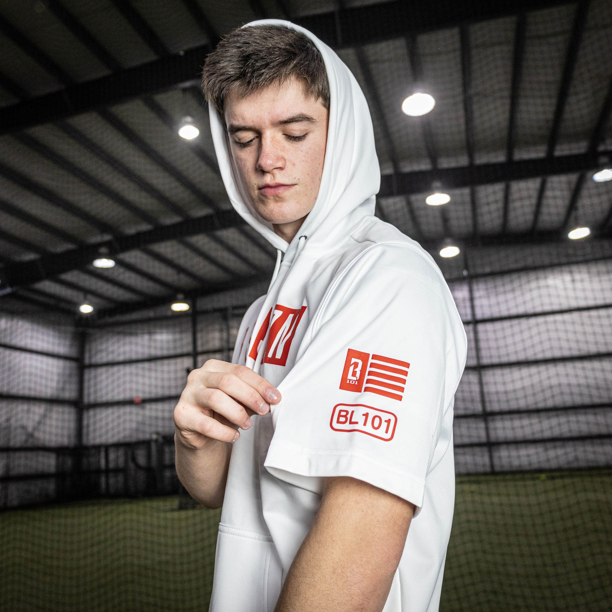 BSBLSZN Short Sleeve Hoodie V2 White/Red Baseball Lifestyle 101