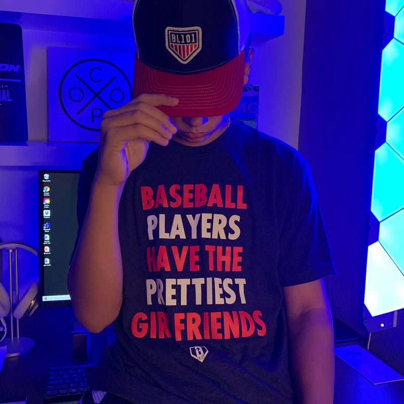 baseball tshirt, baseball tee, blue baseball tshirt