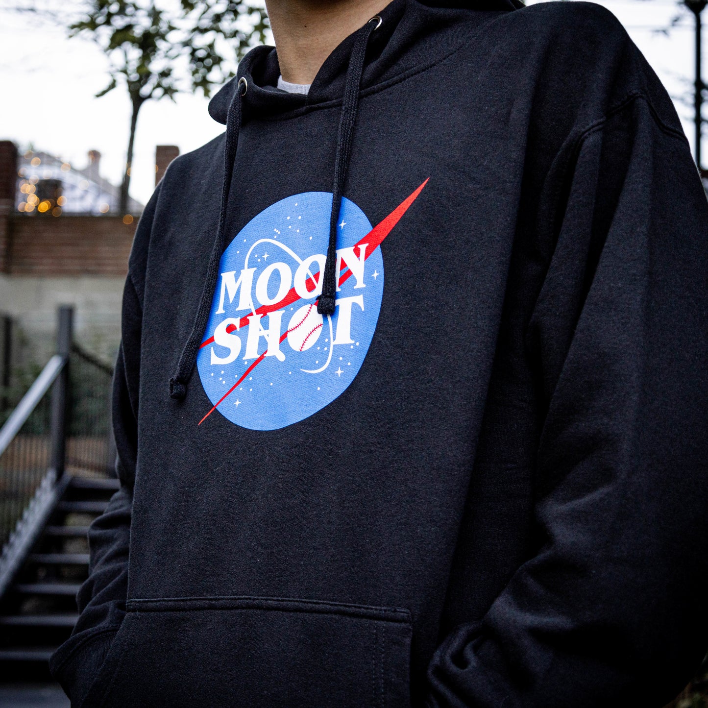 baseball hoodie, moonshot hoodie, baseball moonshot
