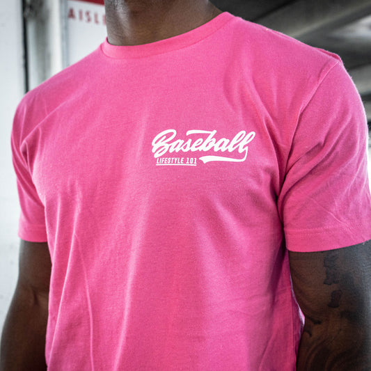pink tshirt, baseball shirt, baseball tee, baseball apparel